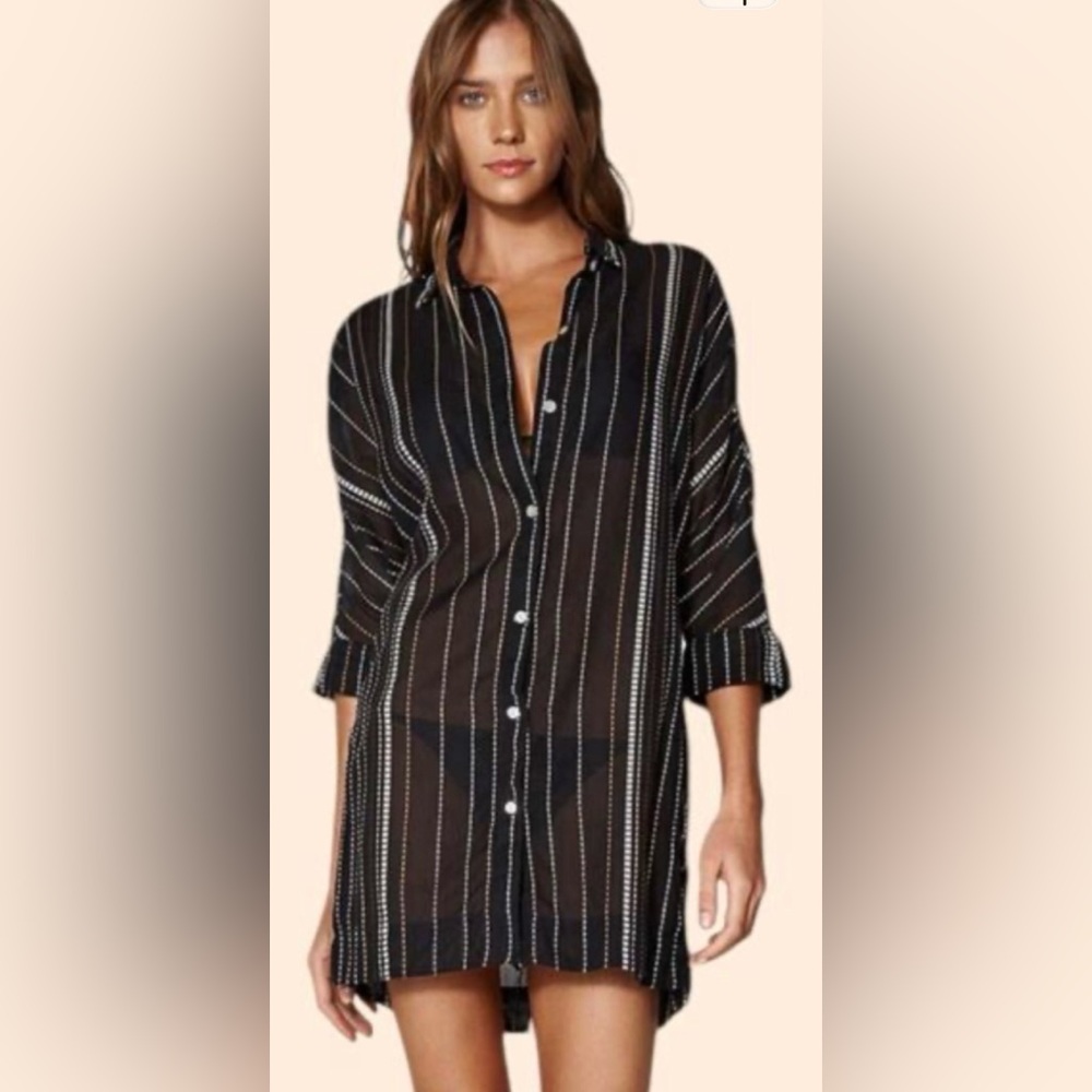 Vix Paula Hermanny Striped Coverup, Medium